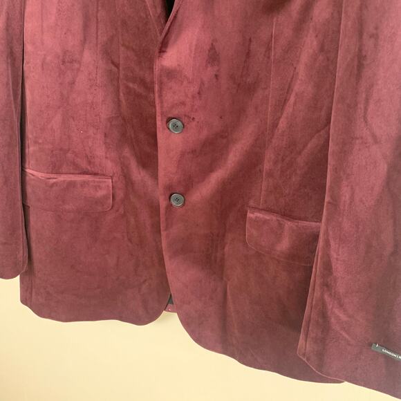 INC International Concepts Size XL Regular Fit Sport Coat Blazer Jacket Burgundy - Picture 3 of 8